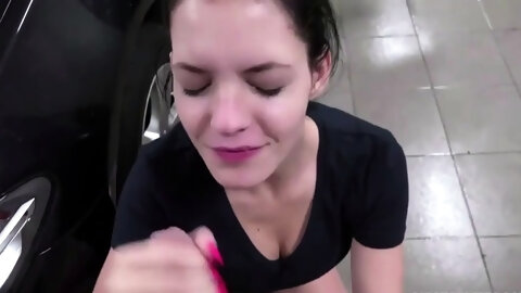 Stunning Car Washer Having Sex with Public Agent for Money