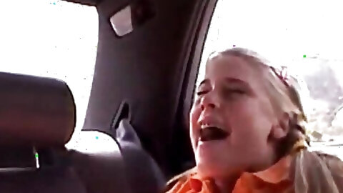Little Summer fingered in the back of car in public