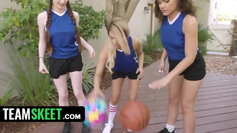 Coach fucked horny basketball chicks after practice. Destiny Cruz x Hazel Moore x Naudi Nala