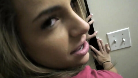 Petite teen stepsis sucking thick dick