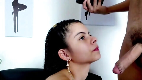 Cute latina teen with braces gets facial after hard pounding
