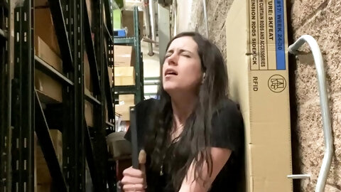 Horny teen uses a random thing to masturbate at work