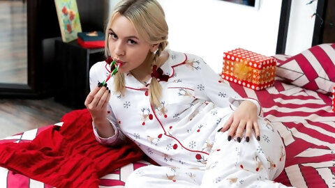 Stylish blonde girlfriend Lisa Asil is touching her wet hole in the bed