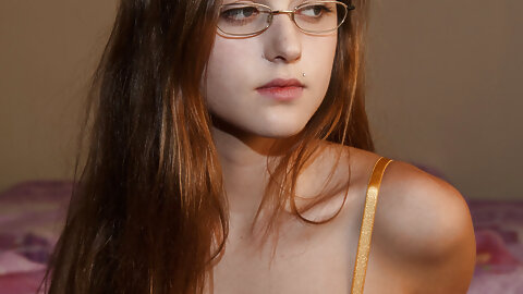 Teen with tiny tits Alex Mae exposing her thin body in public and at home