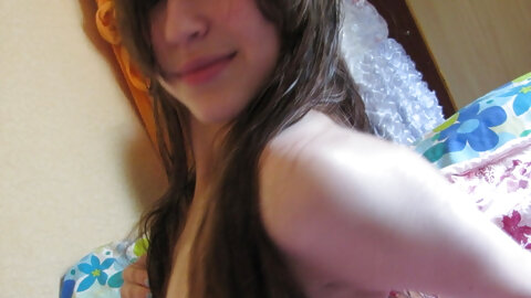 Naughty amateur girlfriend shows off her tiny tits and holes in a solo