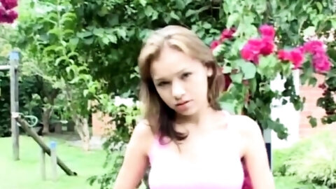 Blonde teen rubs clit